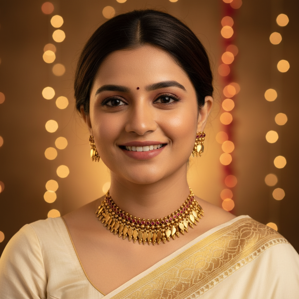 GOLDEN SAHANA ELAKKATHALI JEWELLERY SET