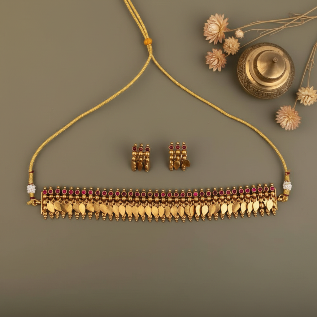 GOLDEN SAHANA ELAKKATHALI JEWELLERY SET