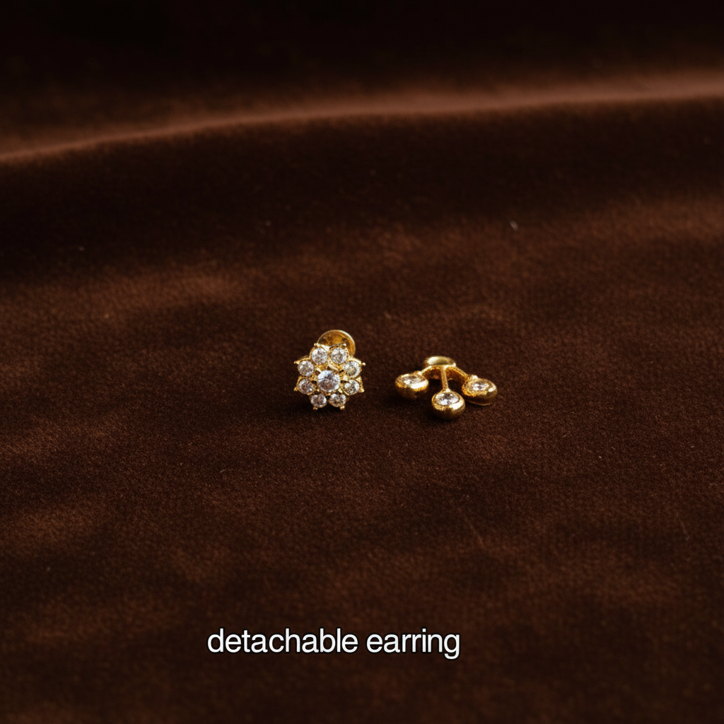 DIAMOND FLOWER POOMAARI DETACHABLE STUD EARRINGS