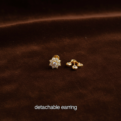 DIAMOND FLOWER POOMAARI DETACHABLE STUD EARRINGS