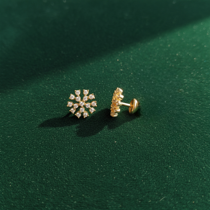 DIAMOND HIRA NEW SIXTEEN STONE STUD EARRINGS