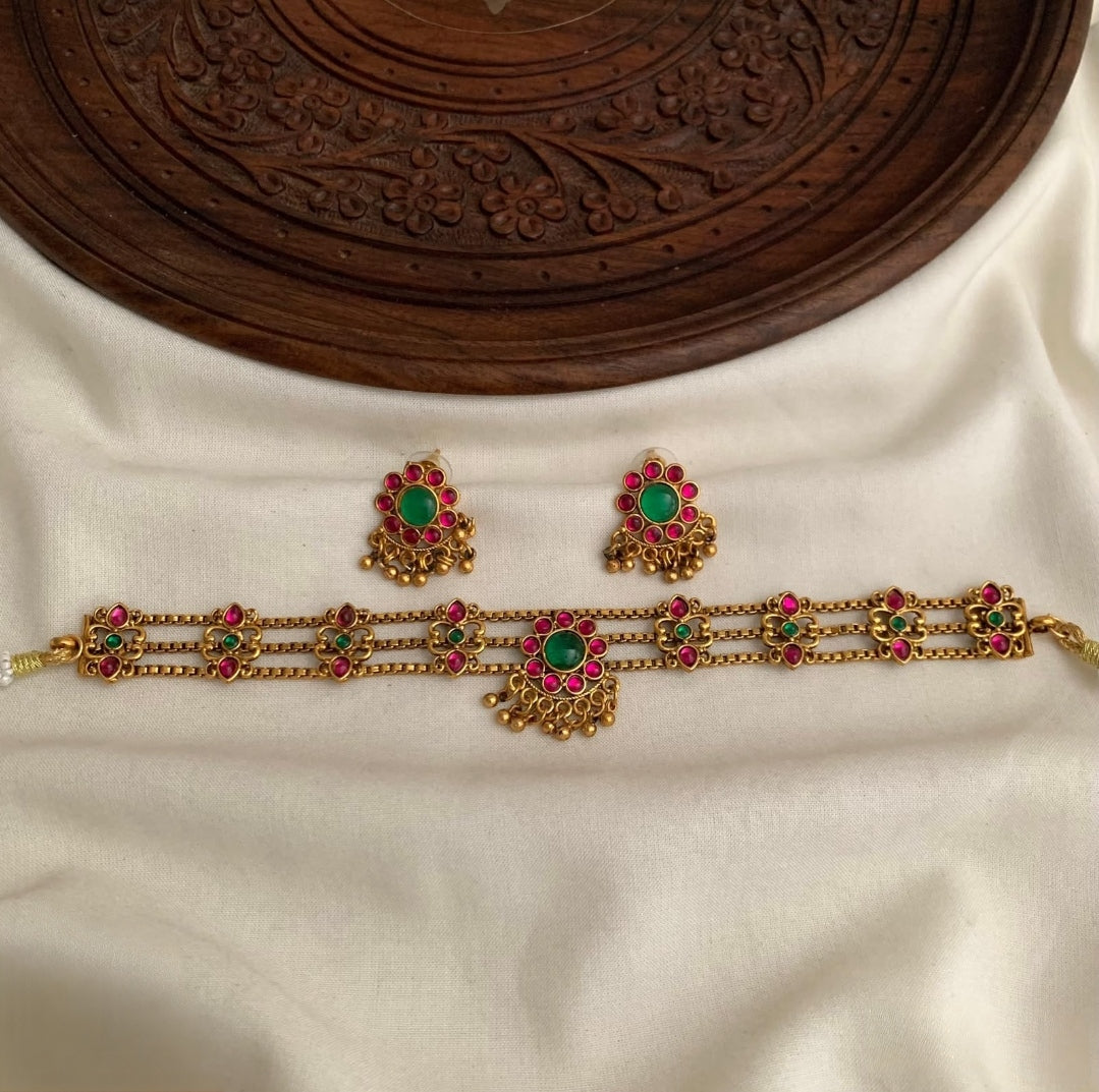 MULTICOLOR OMANA PALAKA JEWELLERY SET