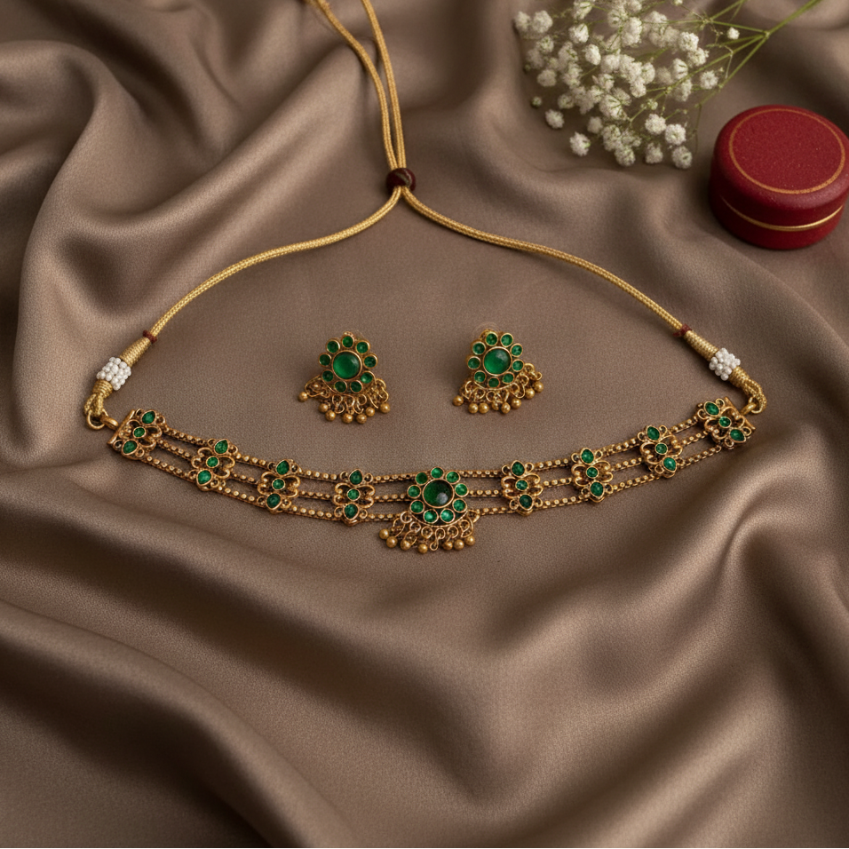 EMERALD OMANA PALAKA JEWELLERY SET