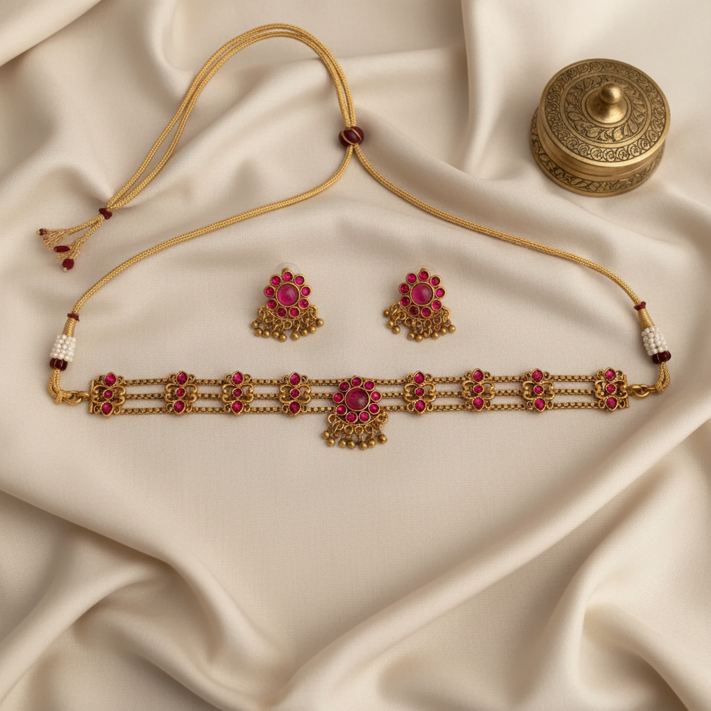RUBY OMANA PALAKA JEWELLERY SET