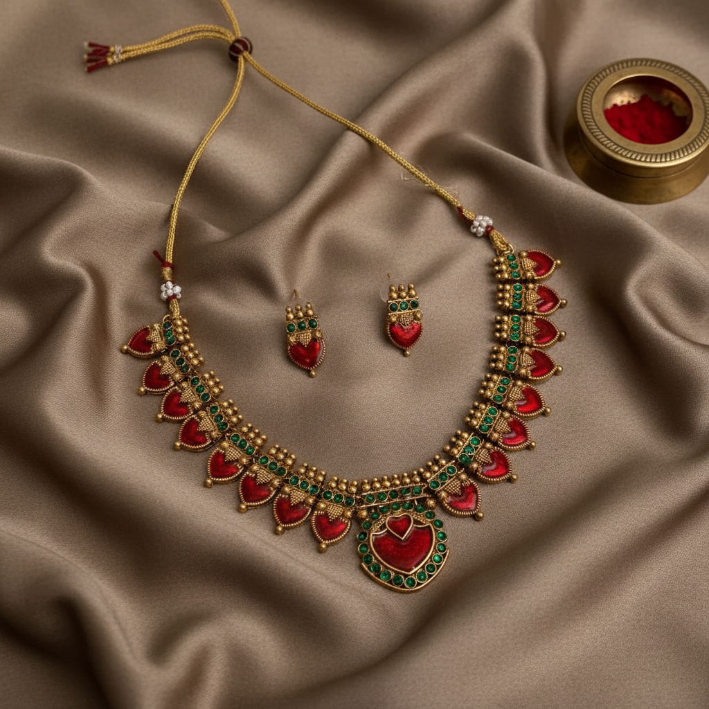 RUBY ASWATHY PALAKA JEWELLERY SET