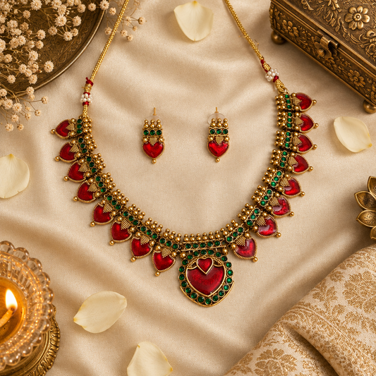 RUBY ASWATHY PALAKA JEWELLERY SET