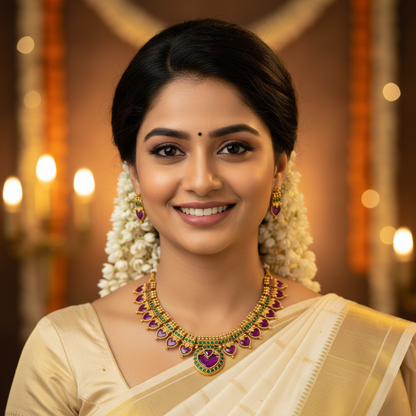 PURPLE ASWATHY PALAKA JEWELLERY SET