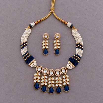 BLUE GIARA KUNDAN JEWELLERY SET