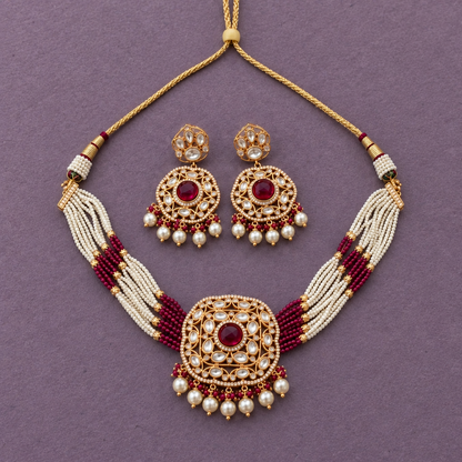 RUBY SHEERA KUNDAN JEWELLERY SET