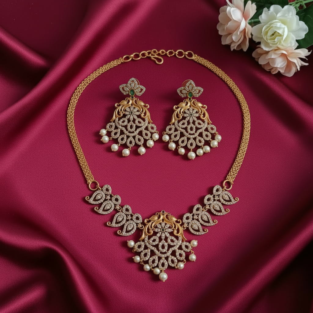 GOLDEN PRAHASINI TEMPLE JEWELLERY SET