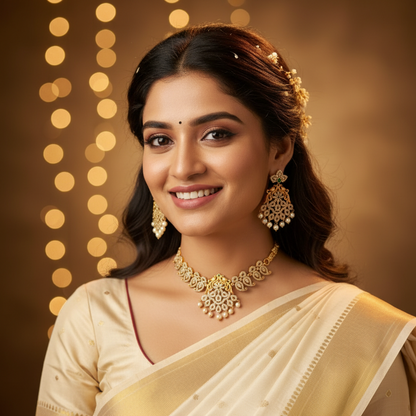 GOLDEN PRAHASINI TEMPLE JEWELLERY SET