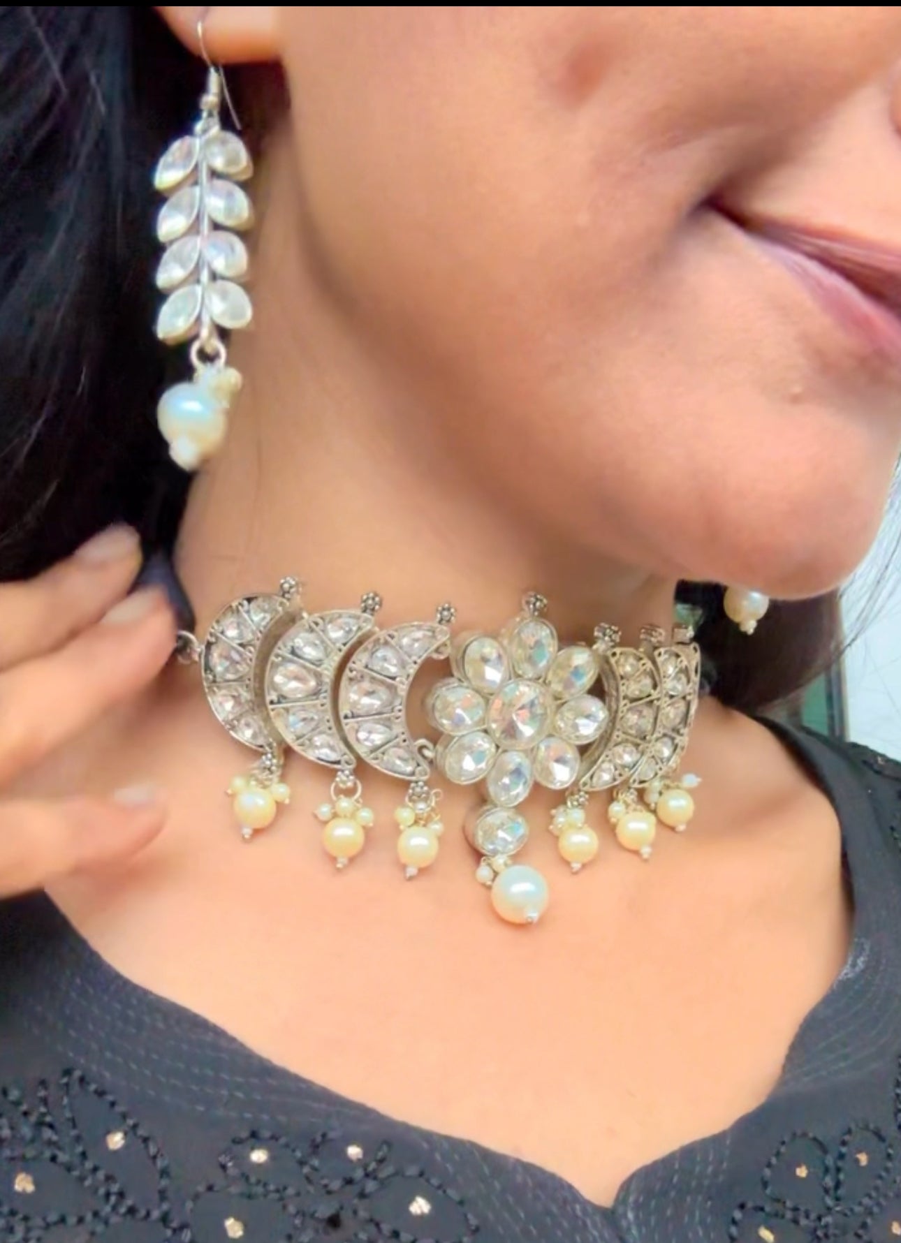 NAMYA SILVER PLATED JEWELLERY SET