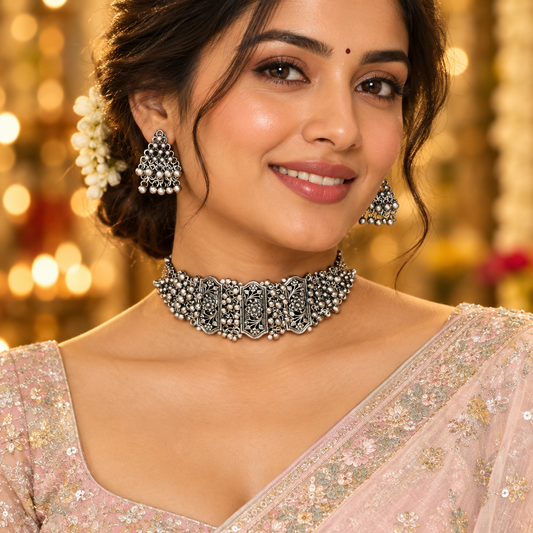 GHUNGROO BLACK POLISH JEWELLERY SET