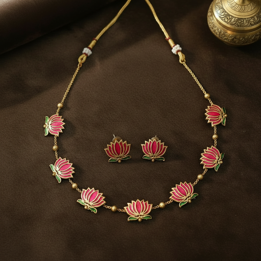 PINK LOTUS JEWELLERY SET