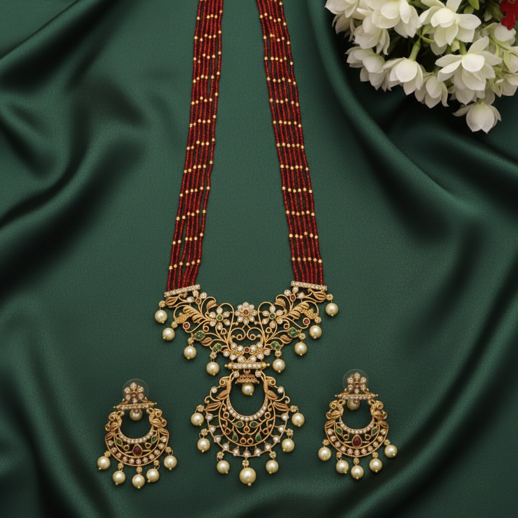 RUBY NEELA TEMPLE JEWELLERY SET