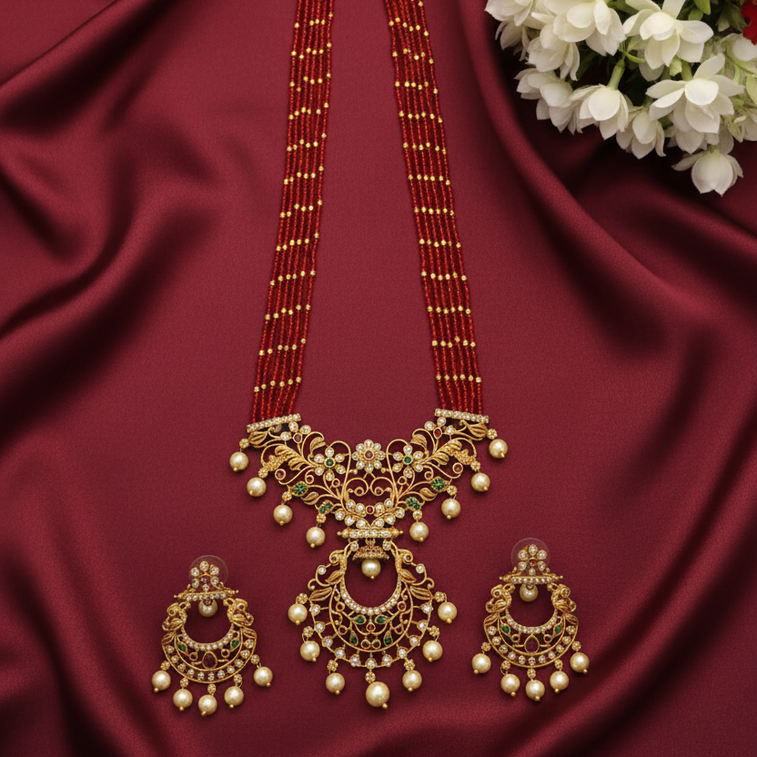 RUBY NEELA TEMPLE JEWELLERY SET