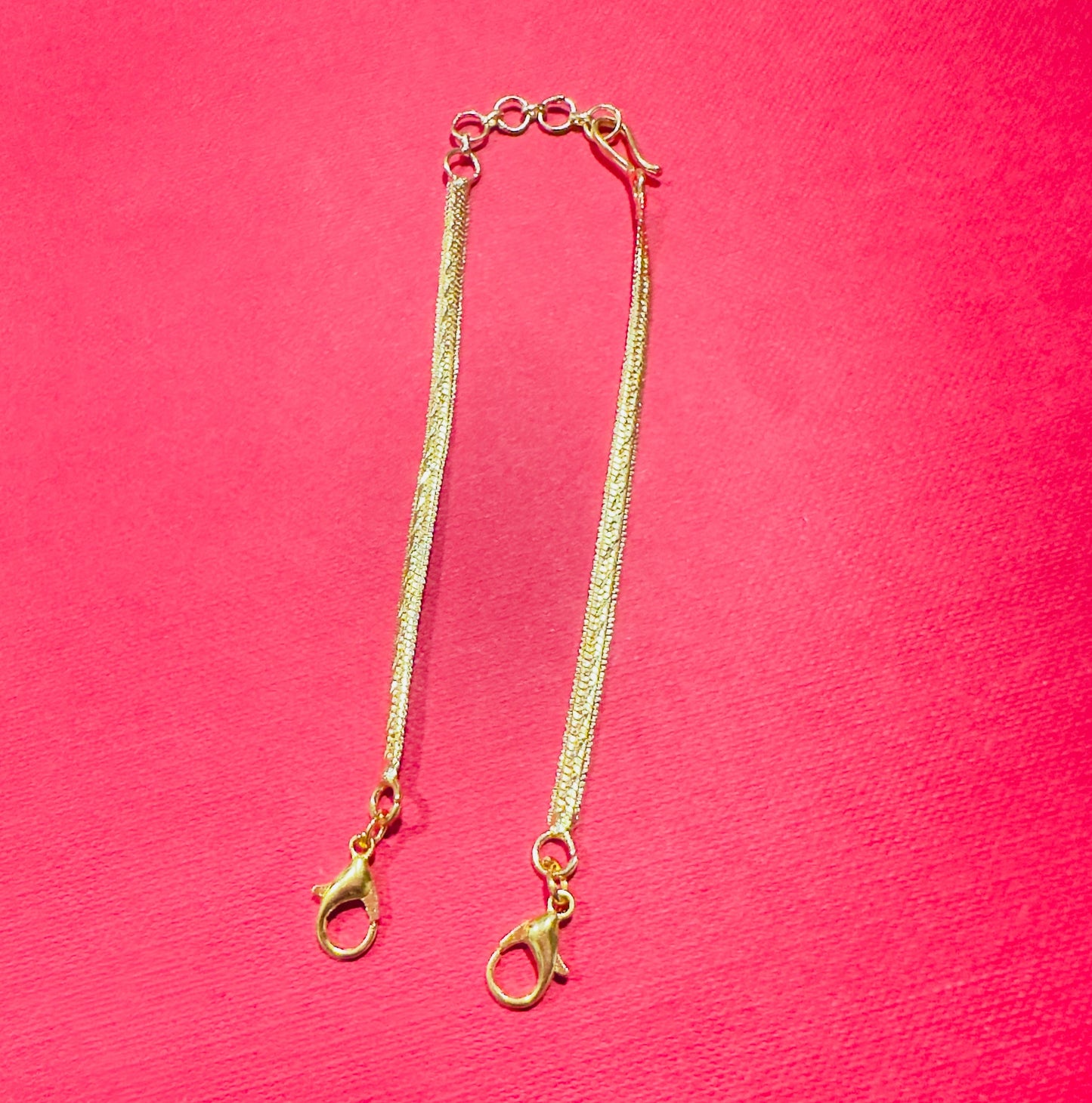 18K GOLD LOOK FLAT TYPE NECKLACE BACK CHAIN - WITH FISH HOOK