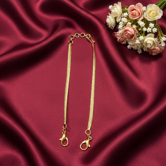 18K GOLD LOOK FLAT TYPE NECKLACE BACK CHAIN - WITH FISH HOOK