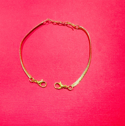 18K GOLD LOOK FLAT TYPE NECKLACE BACK CHAIN - WITH FISH HOOK