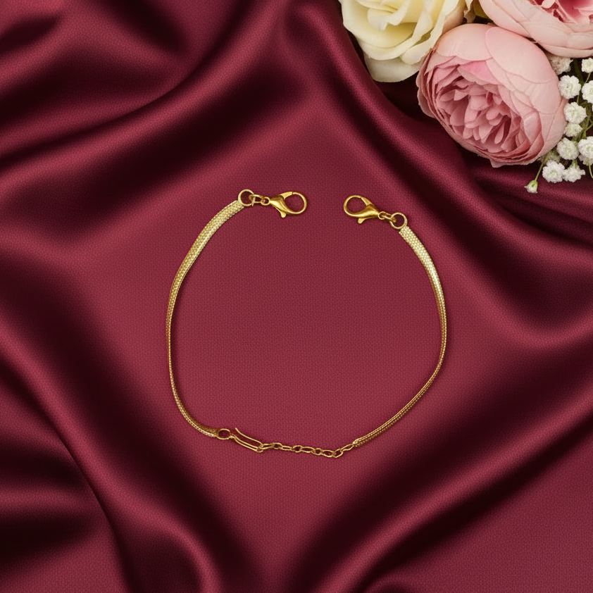 18K GOLD LOOK FLAT TYPE NECKLACE BACK CHAIN - WITH FISH HOOK
