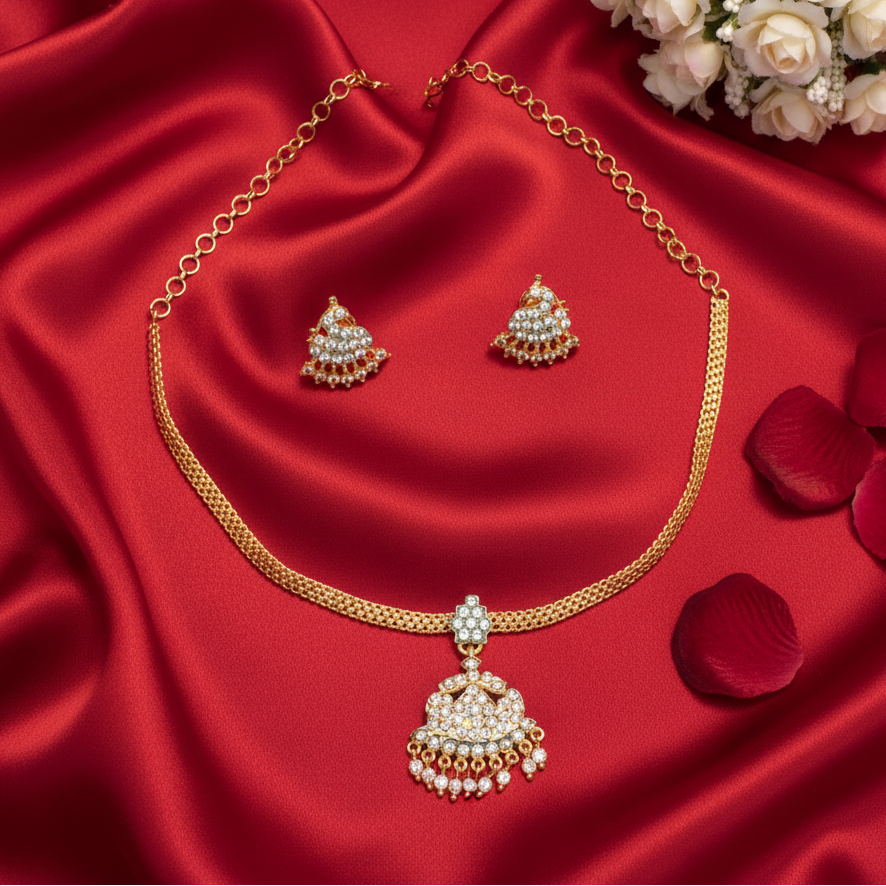 WHITE RAGINI IMPON JEWELLERY SET