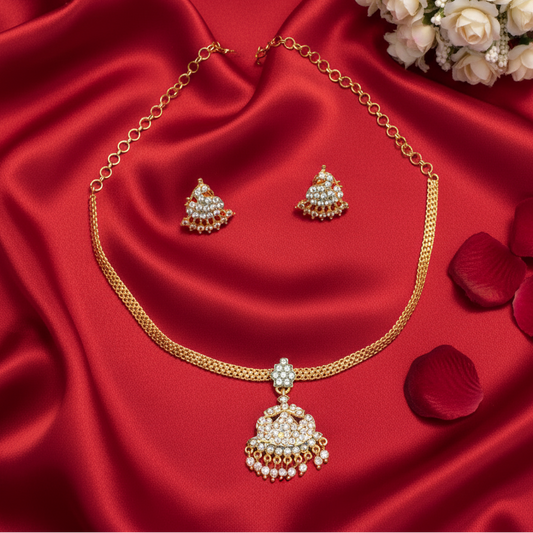 WHITE RAGINI IMPON JEWELLERY SET