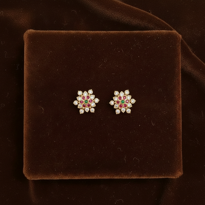 MULTICOLOR DIAMOND INDUJA STUD EARRINGS