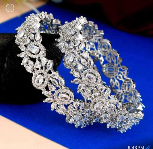 WHITE DARPITA AMERICAN DIAMOND BANGLES