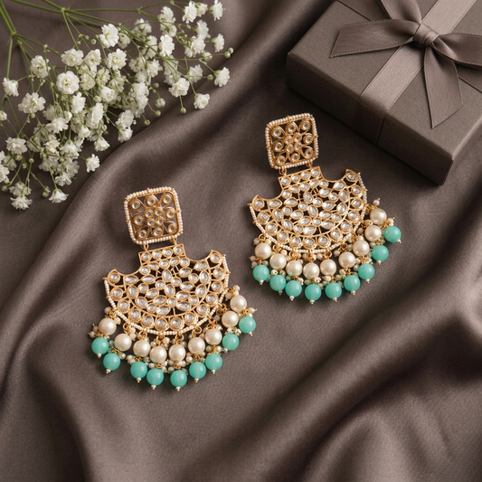 MINT KIARA KUNDAN CHANBALI EARRINGS