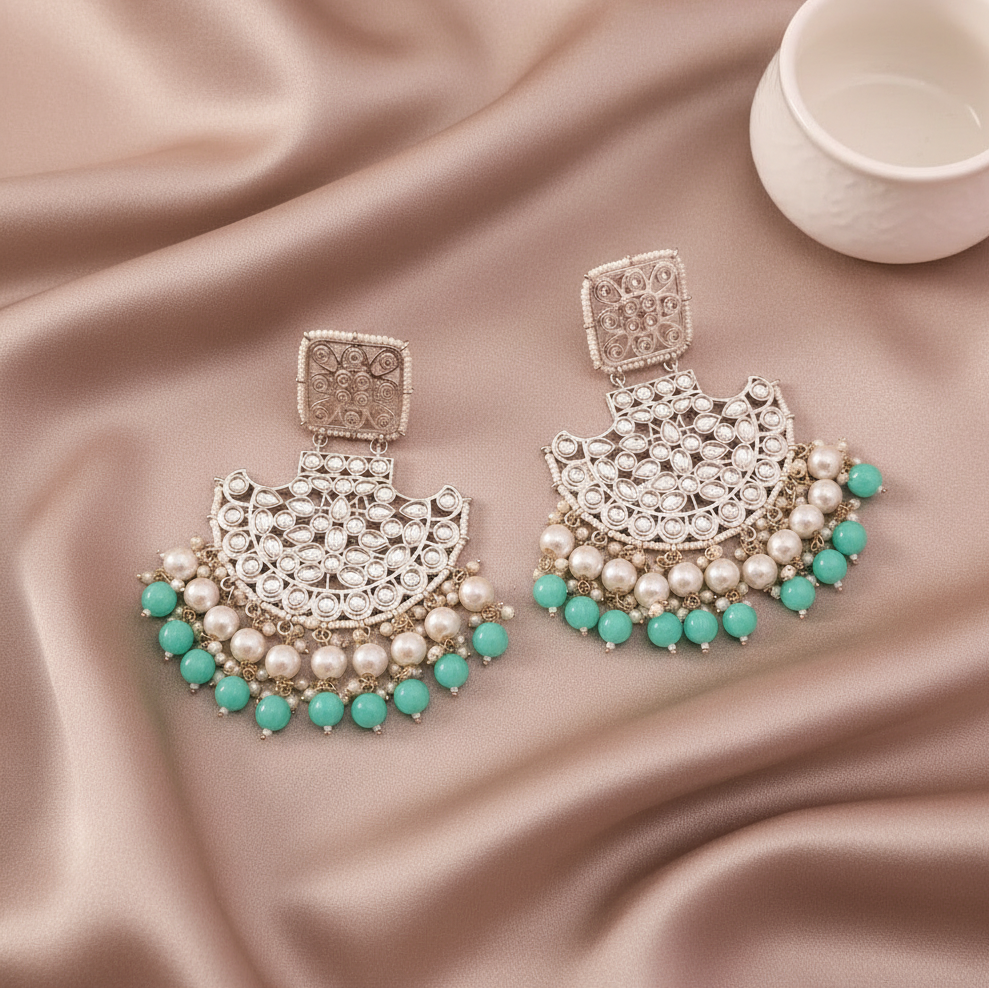 MINT KIARA KUNDAN CHANBALI EARRINGS