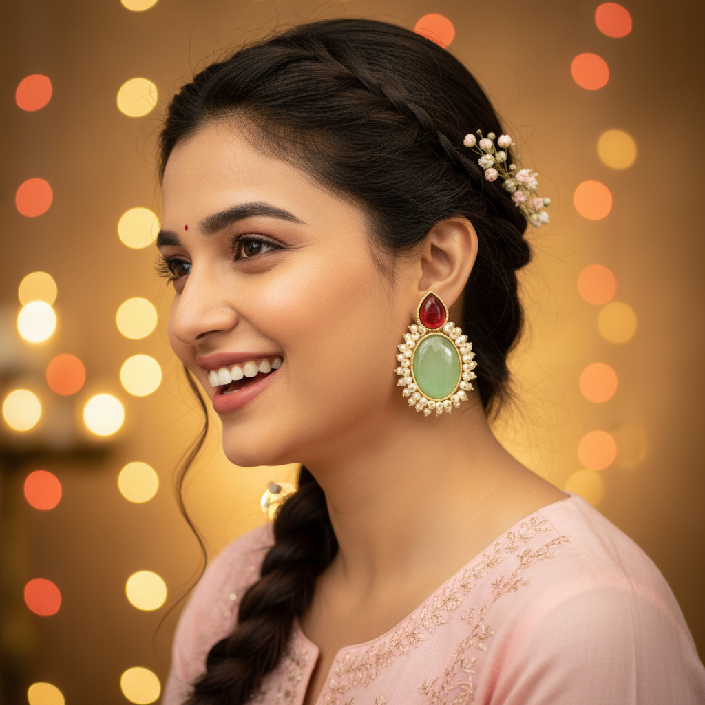 RUBY AAHELI STONE EARRINGS