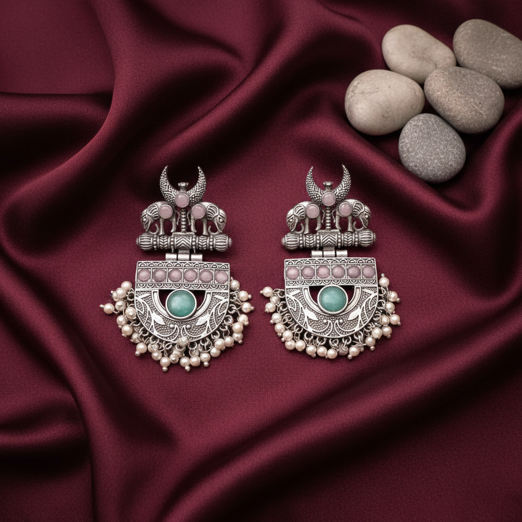 TURQUOISE DRISANA SILVER PLATED EARRINGS