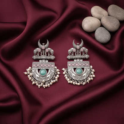 TURQUOISE DRISANA SILVER PLATED EARRINGS