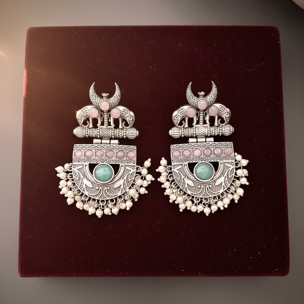 TURQUOISE DRISANA SILVER PLATED EARRINGS