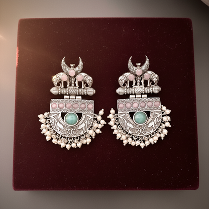 TURQUOISE DRISANA SILVER PLATED EARRINGS