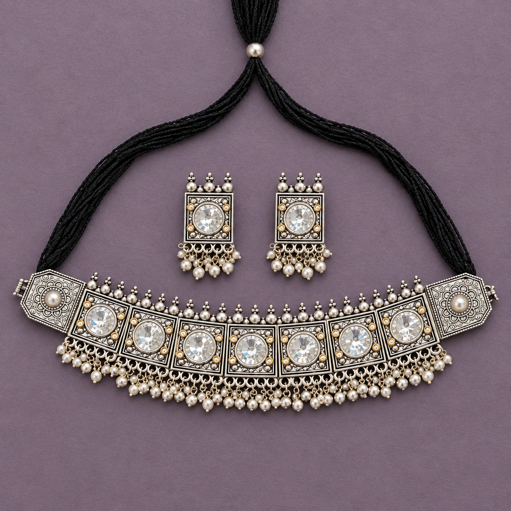 LAANIYA SILVER PLATED JEWELLERY SET