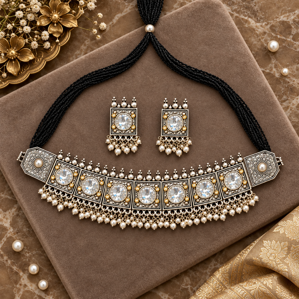 LAANIYA SILVER PLATED JEWELLERY SET