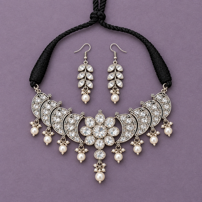 NAMYA SILVER PLATED JEWELLERY SET