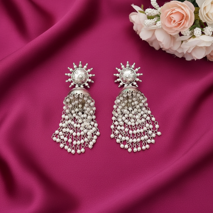 NINARIKA SILVER PLATED JHUMKI EARRINGS