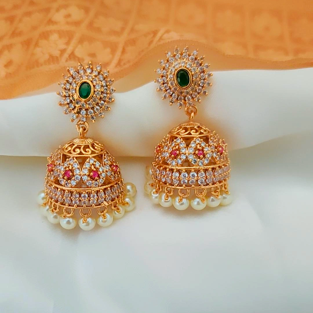 GOLDEN NIYANA ZIRCONIA JHUMKI