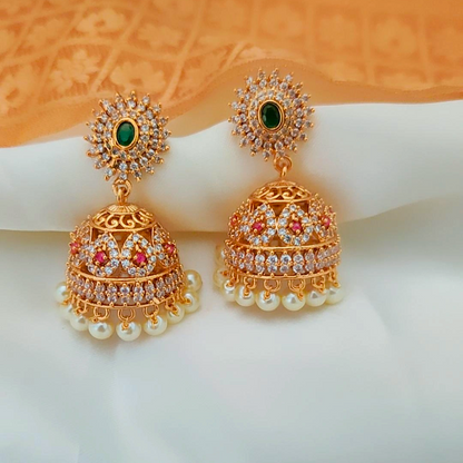 GOLDEN NIYANA ZIRCONIA JHUMKI
