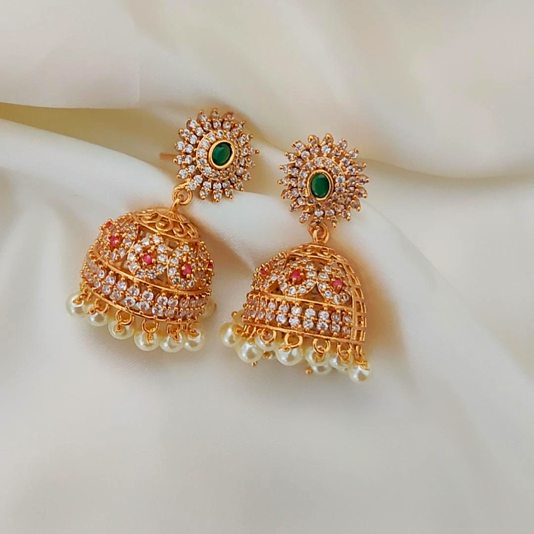 GOLDEN NIYANA ZIRCONIA JHUMKI
