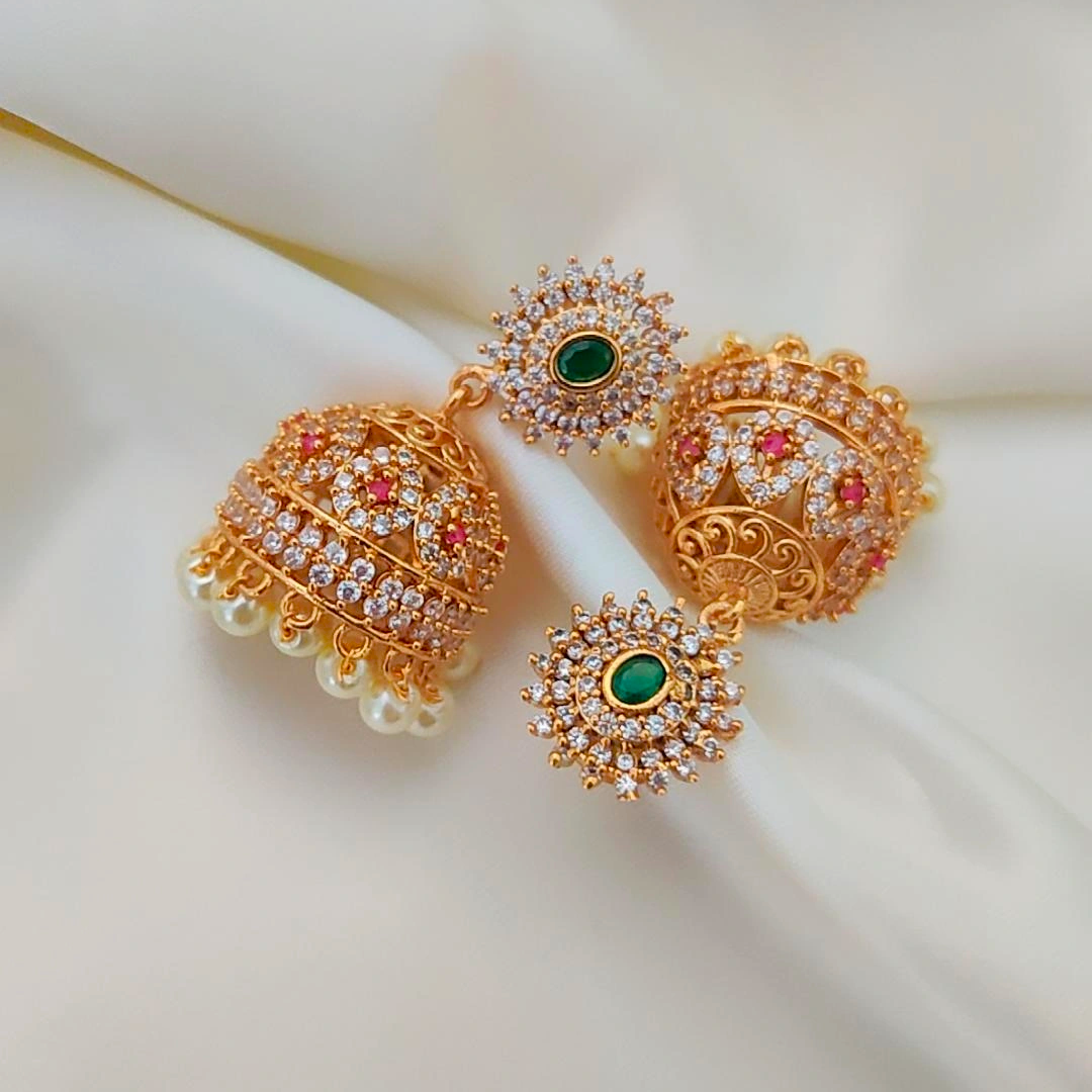 GOLDEN NIYANA ZIRCONIA JHUMKI
