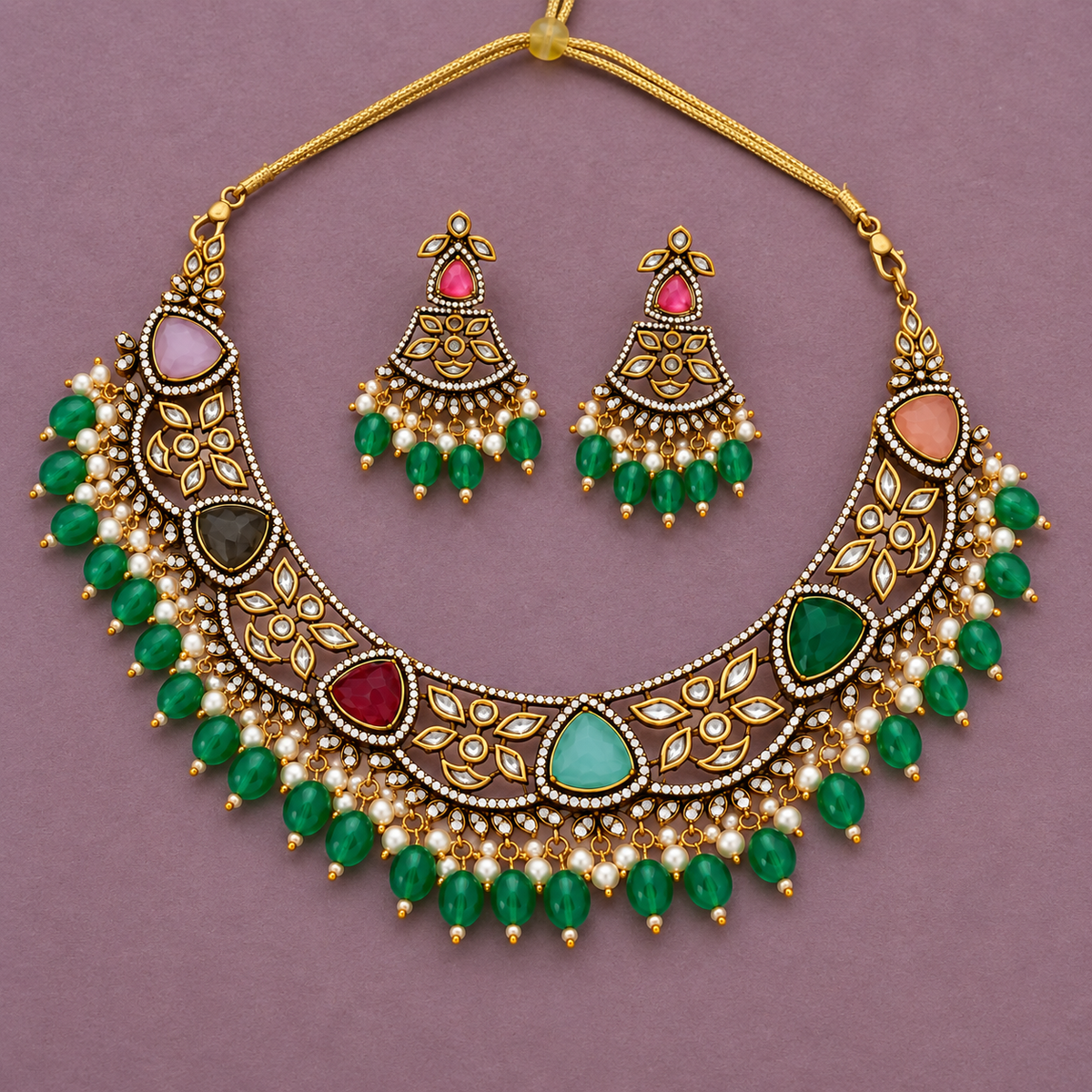 MULTICOLOR PARUL VICTORIAN JEWELLERY SET