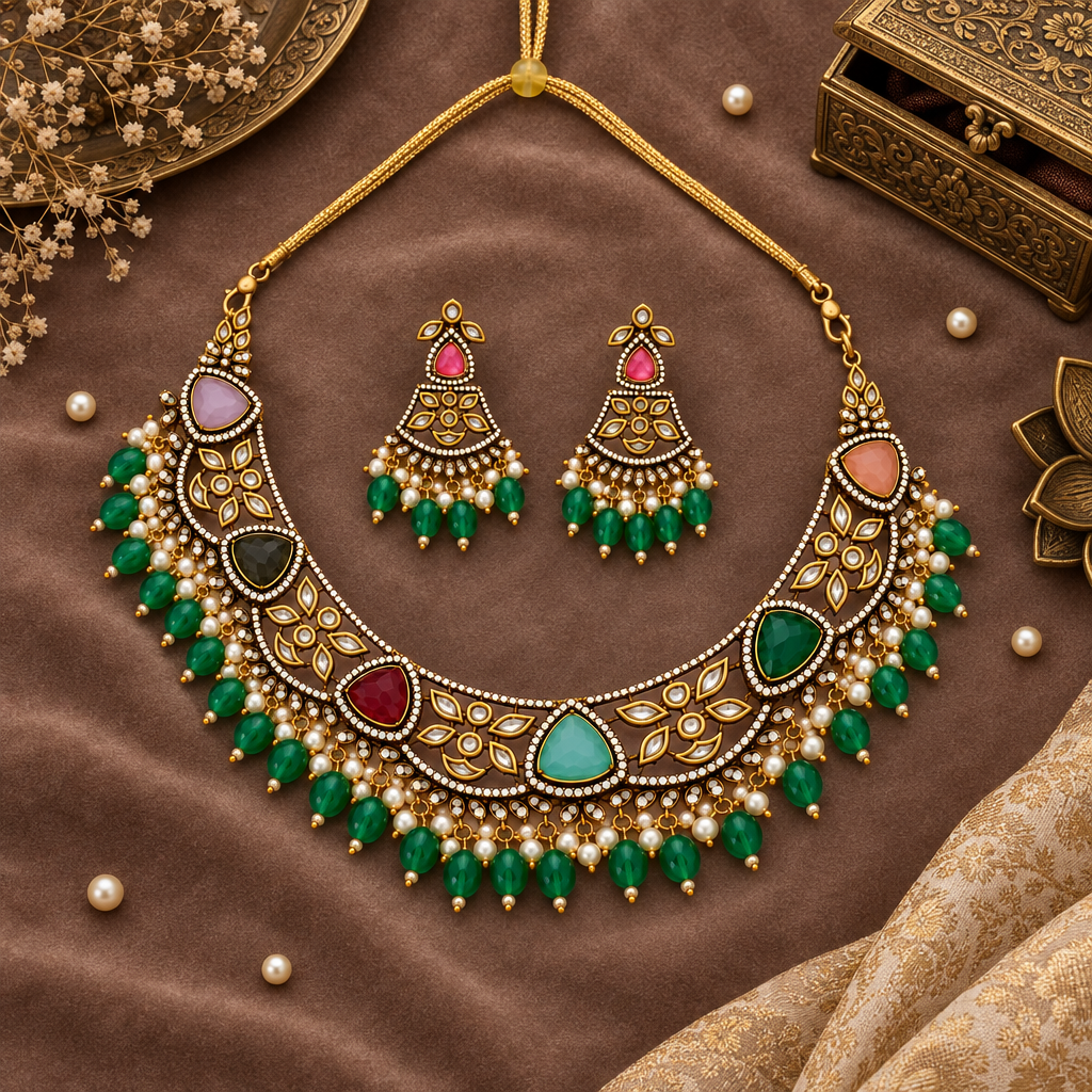 MULTICOLOR PARUL VICTORIAN JEWELLERY SET