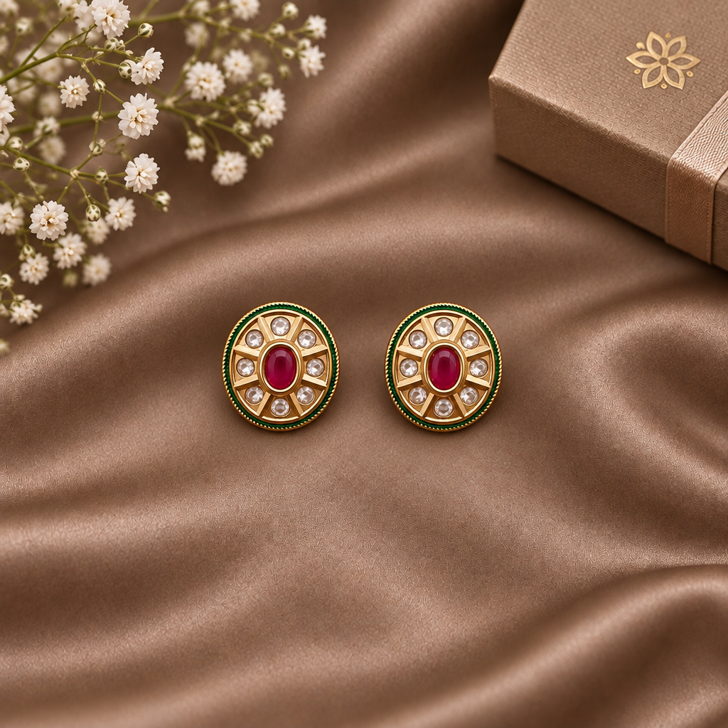 RUBY EESHA KUNDAN STUD EARRINGS