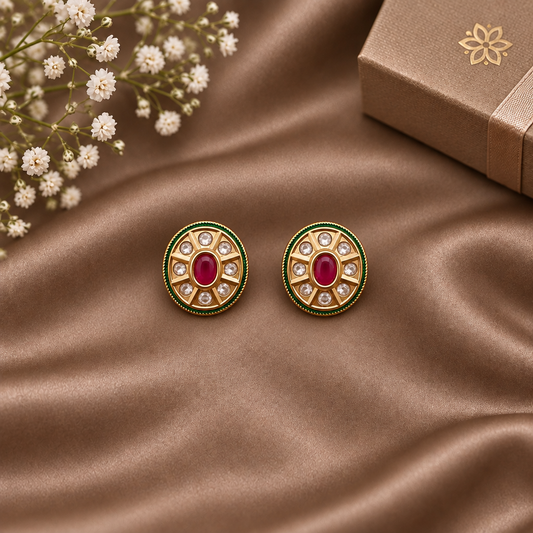RUBY EESHA KUNDAN STUD EARRINGS