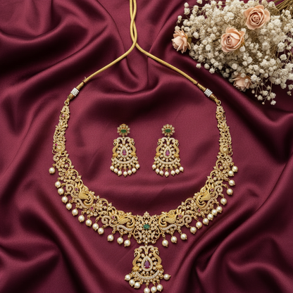 GOLDEN TREEYA TEMPLE JEWELLERY SET