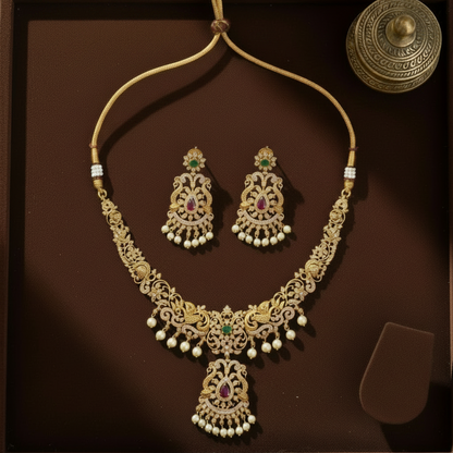 GOLDEN TREEYA TEMPLE JEWELLERY SET