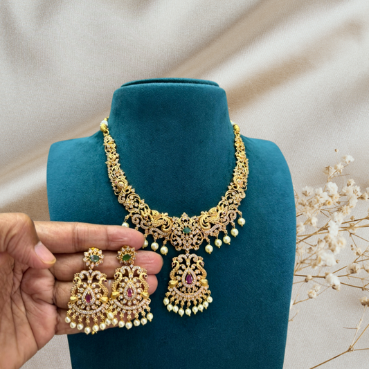 GOLDEN TREEYA TEMPLE JEWELLERY SET
